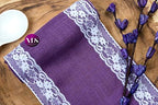 VDS Pack of 20, Burlap Table Runner with White Lace Edge, 100% Natural Jute Rustic Hessian Table Cloth Centerpiece for Wedding Birthday Party Banquet Table Decoration (Size 12X108 Inch)(Lavender) - Image 6