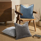 decorUhome Soft Chenille Throw Pillow Covers 22x22 Set of 2 Haze Blue - Image 6