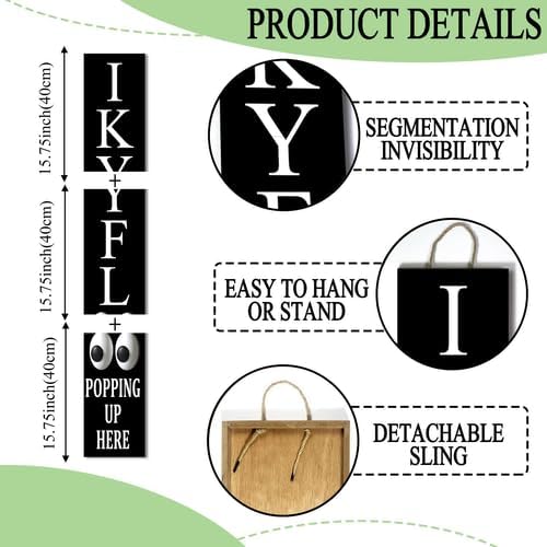 Black IKYFL Popping Up Here Welcome Porch Sign 8x48inch Funny Porch Leaner, Rustic Welcome Decoration for Front Door Yard Deck Patio Farmhouse Outdoor Vertical - Image 5