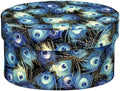 Sarah's Hat Boxes – Peacock Feathers Decorative Gift Box | Elegant Reusable Storage Boxes for Gifts, Keepsakes, Jewelry, or Special Items | Unique Printed Design by SarahsHatBoxes