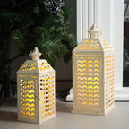 LED Lantern Decorative Indoor & Outdoor, Set of 2 (18' & 13') Metal Candle Lanterns, Vintage Hanging Candle Holder for Front Porch, Patio, Wedding, Farmhouse Home, Christmas Decoration - Image 4