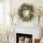 20Inch Artificial Eucalyptus Berry Wreath Green Leaf Eucalyptus Wreaths Spring Summer Wreath for Front Door Window Hanging Wall Party Decorations (20in) - Image 2