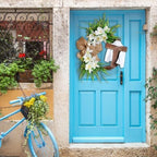 Easter Cross Wreath with Burlap Bow, Easter Door Wreath with Burlap Bow Swag Bowknot Rustic Farmhouse Spring Lily Wreath Easter Decorations for Hanging Door Decor (16IN Num.02) - Image 3
