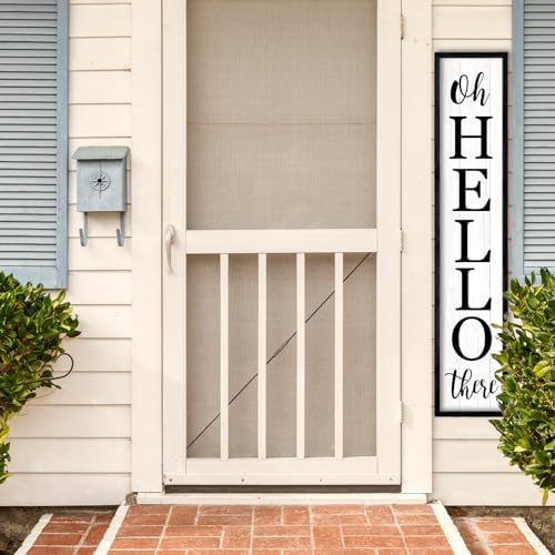 flowtorely Oh Hello There Outdoor Welcome Sign, 45"X9", Black - Image 4