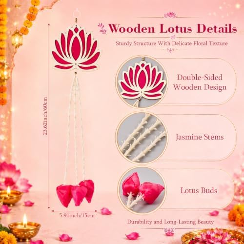 Pinkunn 12pcs Lotus Hangings for Diwali Home Indian Pooja Decor(Tassel) - Image 3