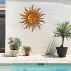 16 Inch Colorful Sun Face Metal Wall Decor, Indoor Outdoor Hanging Art for Farmhouse Patio Yard Bedroom - Image 5