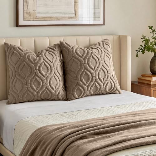 decorUhome Faux Fur Soft Light Brown Throw Pillow Covers 26x26 Set of 2 - Image 7