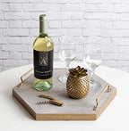 Kate and Laurel Sade Decorative Hexagon Tray with Handles, 16", Concrete Gray and Gold, Modern Tray for Ottoman, Centerpieces, Or Bathroom and Bedroom Decor - Image 4