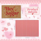 2 Pcs Hey Sugar Door Mat, Valentine Door Mat Valentines Day Welcome Mat Non Slip Coir Doormat Red and White Striped Mat Layering Doormats for Home Bathroom Front Porch Entryway Decor 24"x 32" - Image 2