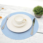 SHACOS Round Braided Placemats Set of 8 Washable 15 inch Round Non Slip Table Place Mats for Dining Tables Wedding Party Decor (Light Blue, 8) - Image 2