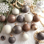 Yunlly 18 Pcs Neutral Christmas Ball Ornaments Textured Xmas Tree Decor - Image 2