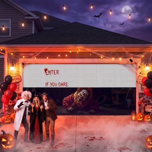 WovWeave 7 x 16 Ft Halloween Garage Door Cover Banner, Clown - Image 4