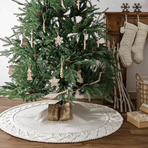 Knit Christmas Tree Skirts, Neutral Tree Skirt, Cozy Christmas Decorations - Image 4