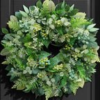 26 Inch Green Wreath for Front Door - Artificial Greenery Wreath with Berries, Indoor Outdoor All Season Year Eucalyptus Wreath for Farmhouse Home Decor, Spring Summer Fall Winter by Rimalo