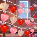 20 LED Valentine's Day Decorations Heart Lights, 12Ft Heart String Lights Outdoor Waterproof with 20 LED Red Pink White Hearts Shaped with Glitter for Room Door Windows Fence Valentines Day Decor by PASUTO