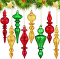 Mifoci 8 Pcs 6 Inch Mercury Glass Finial Christmas Ornaments,Red,Gold,Green by Mifoci