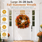 28 Inch Large Fall Sunflower Wreath for Front Door with Caramel Sunflowers - Image 2