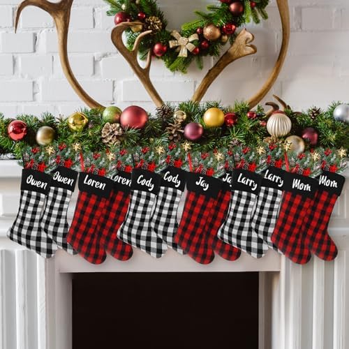 Tatuo 12 Pack Christmas Burlap Stockings Hanging,Modern Color - Image 5