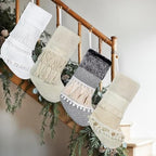 BHD BEAUTY New Farmhouse Bohemian Style Christmas Stocking Set of 4 Tassel Xmas Stocking Boho Macrame Decorations Mantel Hanging Ornament for Xmas Holiday Party - Image 5