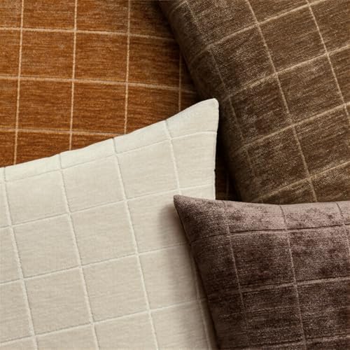 MIULEE Reddish Brown Plaid Fall Decor Throw Pillow Covers 20x20 Set of 2 - Image 2