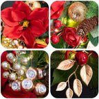 24 Inch Magnolia Christmas Wreath for Front Door, Christmas Wreath with LED Lights, Red Flowers, Red Berries, Pinecones Christmas Decorations，Winter Door Wreath for Wall Window Indoor or Outdoor - Image 4