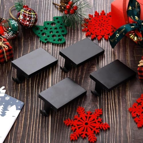 6 Pcs Christmas Stocking Holders Hanging Hooks Heavy Duty Mantel Stocking Holder Bases Weighted Metal Stocking Hangers for Shelf Fireplace Stair Xmas Party Decor (6, Black) - Image 7