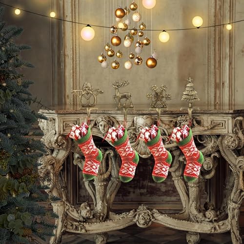 OCTERIC 4Pcs Stocking Holders, Reindeer Santa Snowflake Christmas Tree Metal Mantel Hooks, Anti-Slip Heavy Duty Solid Cast Iron Mantle Hangers Xmas Décor for Fireplace Holiday Indoor Decoration - Image 6