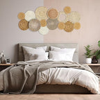 Xuhal 15 Pcs Boho Wall Basket Decor Handcrafted Seagrass Woven Wall Basket Rustic Round Woven Hanging Art for Home Farmhouse Kitchen Table Living Room(Fresh Style) - Image 2