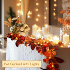 SHareconn 9ft Fall Garland with Lights and Timer for Mantle - Image 3