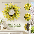 24 Inch Fall Wreath for Front Door Artificial Grapevine Wreath - Image 2