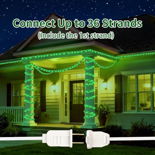 20FT St Patrick's Day Garland Lights, Plug in Outdoor Green Global String Lights and Tinsel Shamrock Garland Set, Parallel Connectable for Home Garden Irish Saint Patrick Party Decorations - Image 6