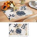 Tropical Leaves Placemats Set of 8,Cotton Linen Fabric Place Mats,Summer Farmhouse Botanical Leaf Branches Washable Decorative Table Mats Protector for Home Kitchen Dining Wedding Party Coffee Tables - Image 6