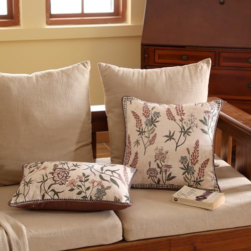 ISAENNE Designer Linen Throw Pillow Cover,Set of 2,18"x18"-Helena A - Image 4