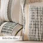 ANRODUO Boho Decorative Pillow Covers Gray Blue Stripe 26x26 Inch Pack of 2 - Image 5