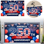 American 250th Birthday Garage Door Cover Decorations, 4th of July Photograph Backdrop America USA Banner 250th Anniversary Garage Door for Independence Day Patriotic Party Outdoor Decor Banners (E) - Image 4