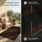 JTJ Easy Jute 2x6 Outdoor Runner Rug, Black & Red Buffalo Plaid, Washable - Image 4