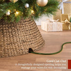 Best Choice Products 36in Christmas Tree Collar, Woven Hyacinth 3-Piece Holiday Rattan Tree Skirt Accessory for Home w/Cord Cut-Out - Chestnut - Image 3