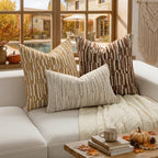 Boho Striped Decorative Throw Pillow Covers 24"X24"Set of 2 Mustard Yellow - Image 6