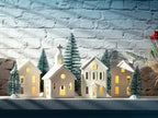 9 Pcs Christmas Village Figurines Sets - 4 Lighted Ceramic Houses & 5 Trees - Image 4