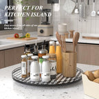 AMH 24-Inch Black and White Checkerboard Lazy Susan Decorative Tray - Image 2