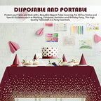 Tegeme 12 Pcs Maroon, Gold Plastic Tablecloths Burgundy Table Cloths Party - Image 5