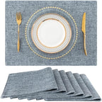 homing Faux Cotton Linen Placemats Set of 6, Cloth Dining Table Mats by homing