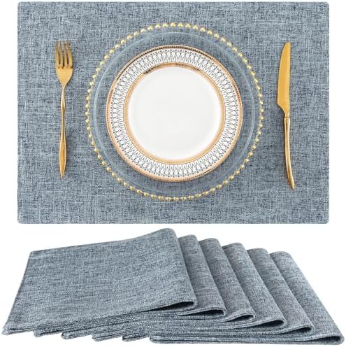 homing Faux Cotton Linen Placemats Set of 6, Cloth Dining Table Mats by homing