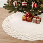 TOCHGREEN White Knitted Christmas Tree Skirt 48inch Chunky Knit Tree Skirt - Image 2