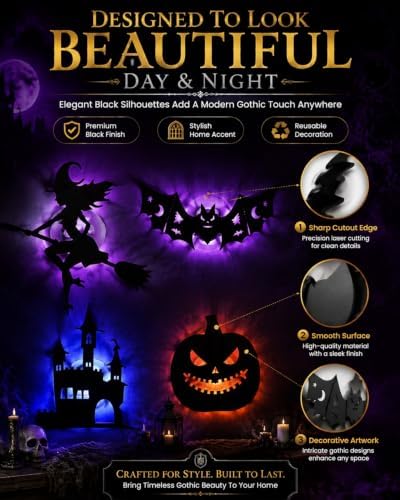 Halloween LED Wall Decor Lights, 3D Bat Stickers Window Clings Decorations - Image 6