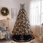 Arrowbash Black 48 Inch Christmas Tree Skirt Velvet Scallop Ddge - Image 4