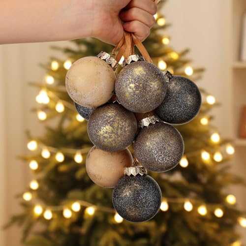 24 Pcs Neutral Christmas Ornament 2.36'' Textured Tree Decor,Copper - Image 5