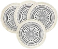 Fennco Styles Boho Geometric Fringe Decorative Cotton Placemats 13-inch Round, Set of 4 - Grey Heat Resistant Insulation Table Mats for Home Decor, Dining Table, Banquets and Special Events by FenncoStyles