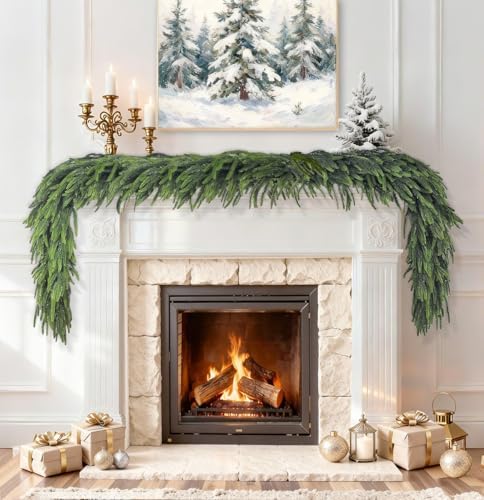 4 pcs 6 Ft Christmas Garland Real Touch Norfolk Pine Garland Christmas Decorations Faux Realistic Winter Pine Garlands for Mantle, Table, Stairs, Doorframe, Fireplace Indoor Outdoor Holiday Xmas Decor - Image 5