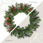 National Tree Company 24in Pre-Lit Wintry Pine Artificial Christmas Wreath - Image 4